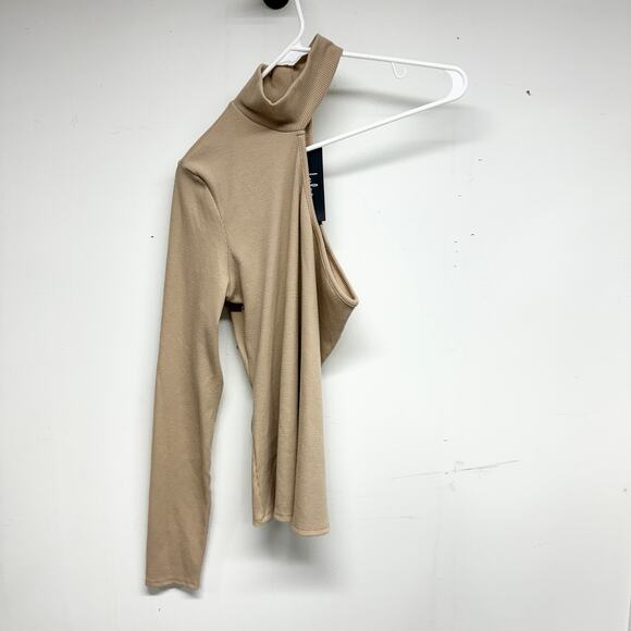 Lulu's Women Tank Halter Neck One Sleeve Ribbed Top Size Medium NWT - Picture 1 of 3